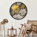 Plakat Blossom splendour in ochre - Flower poster round - Jaszke