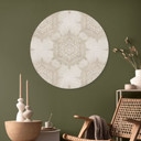 Billede Elegant mandala i sandguld - Bloomery Decor - rund – print på aluminium (Alu-Dibond)