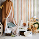 Børnetapet, non-woven tapet med illustration Kids Walls hvid, grøn, beige
