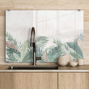 Panel szklany do kuchni Liście dżungli Zielony akwarela - Bloomery Decor
