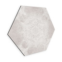 Sekskantet billede Blød mandala på grå-beige - Bloomery Decor - Alu-Dibond