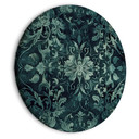 Rundes Leinwandbild Orientteppich Muster: Smaragdfarbene Ornamente und verwaschene Muster