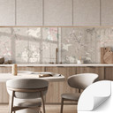 Samoprzylepny panel ścienny do kuchni Żurawie w kwiatach wiśni Beżowy - Bloomery Decor