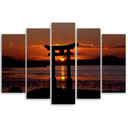 5 stykke lærredstryk, Torii Gate ved solnedgang