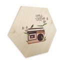 Hexagon-Holzbild Retro Radio floral - Frida Floral Studio
