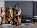 Paravent, Raumteiler freistehend, Trennwand - Nostalgia Flowers II, 5-teilig - einseitig bedruckt - 