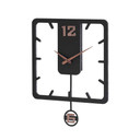Holz-Wanduhr mit Pendel | MDF | mattschwarz, quadratisch, 52 x 40 cm