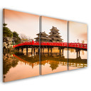 3 stykke lærred Print Japan Bridge Trees Nature