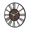 Horloge murale design Wood & Steel avec finition en bois de noyer et chiffres romains Ø40 cm