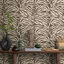 Tapeta zebra brązowo-beżowa - tapeta z wzorem zwierzęcym - tapeta z włókniny o wyglądzie safari