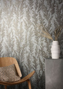 blomster- og fleecetapet Naturlig Opulens i sølv