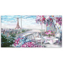 3 stykke lærred Print Paris Eiffeltårnet Landskab Pink Pastel