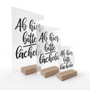 Tischaufsteller - Ab hier bitte lächeln