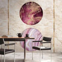 Tapet med marmor- og cirkelmotiv - non-woven tapet rosa guld - moderne stue tapet