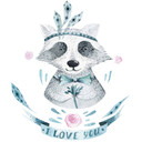Sticker mural Kvilis - Raton laveur I love You