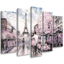 5 stykke lærred Print Frankrig Paris Tower Pastel