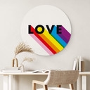 Vægcirkel LGBTQIA+ Love – print på aluminium (Alu-Dibond)