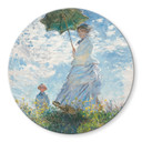 Glasbillede - Monet - Kvinde med parasol - Madame Monet og hendes søn - Rund