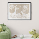Plakat Dinozaury w dzikiej dżungli - brązowy - Kikki Belle