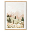 Plakat pastelowy krajobraz górski z kwiatami - Treechild
