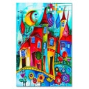 Canvasbillede, farverig by om natten