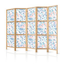 Japanischer Paravent, Raumteiler freistehend, Trennwand - Fish in Aztec Style in Pastel Color Shade