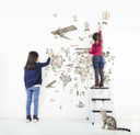Børnetapet, non-woven tapet med illustration Kids Walls hvid, beige 