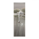 Textielposter lotusbloemen met zwaan in water in grijs - Ms Tiff - Panorama
