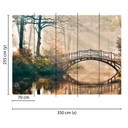 non-woven tapet Park Bridge bro bro natur fototapet Designwalls i brun og grøn