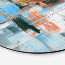 Wanddecoratie Abstract Kleurenspel Blauw Oranje - Cheney - Alu-Dibond Rond