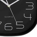 Minimalistische, moderne Wanduhr mit runden Ecken, schwarz | 29x29 cm