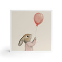 Billede af træ til at sætte op - Sød kanin med ballon - Treechild - 15x15 cm