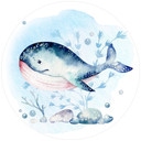 Sticker mural Kvilis - En voyage avec la baleine - Rond
