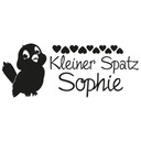 Wandtattoo + Name - Kleiner Spatz (2-farbig)