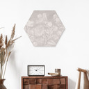 Sekskantet Billede af vilde blomster i kridtlook beige - Bloomery Decor - Alu-Dibond