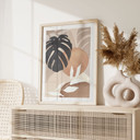Plakat Botanika Roślina Boho Monstera w naturalnych odcieniach - Melloi Art Prints