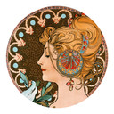 Sticker mural Mucha - La plume - Rond