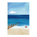 Textielposter Zomerstrand met hond aan zee - Rivers