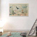 Plakat drewniany przedstawiający morskie stworzenia w głębi oceanu - Oliver Robins