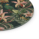 Glasbillede - Jungle med papegøjer Natgrøn - Bloomery Decor - Rund