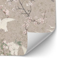 Samoprzylepny panel ścienny do kuchni Żurawie w kwiatach wiśni Beżowy - Bloomery Decor