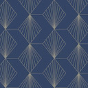 Geometryczna tapeta Art Deco niebiesko srebrna - nowoczesna tapeta wg wzoru - tapeta z włókniny