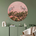 Vægcirkel Zhao - Birds at Sunset – print på aluminium (Alu-Dibond)