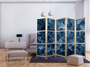 Japanischer Paravent, Raumteiler freistehend, Trennwand - Abstract Ornaments - Dark Blue Victorian L
