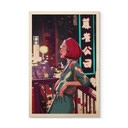 Plakat drewniany Dziewczyna na balkonie w Japonii - Oliveira