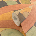 Abstrakt tapet med mønster i terracotta grøn beige - kunstnerisk ikke-vævet tapet