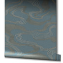 grafisk tapet, non-woven tapet Kumano blå