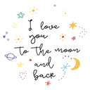 Wallsticker - Doodle Space I love you to the moon and