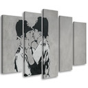 5 stykke lærredstryk, Banksy Kissing Policemen