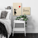 Plakat drewniany Banksy - Dziewczynka z czerwonym balonikiem